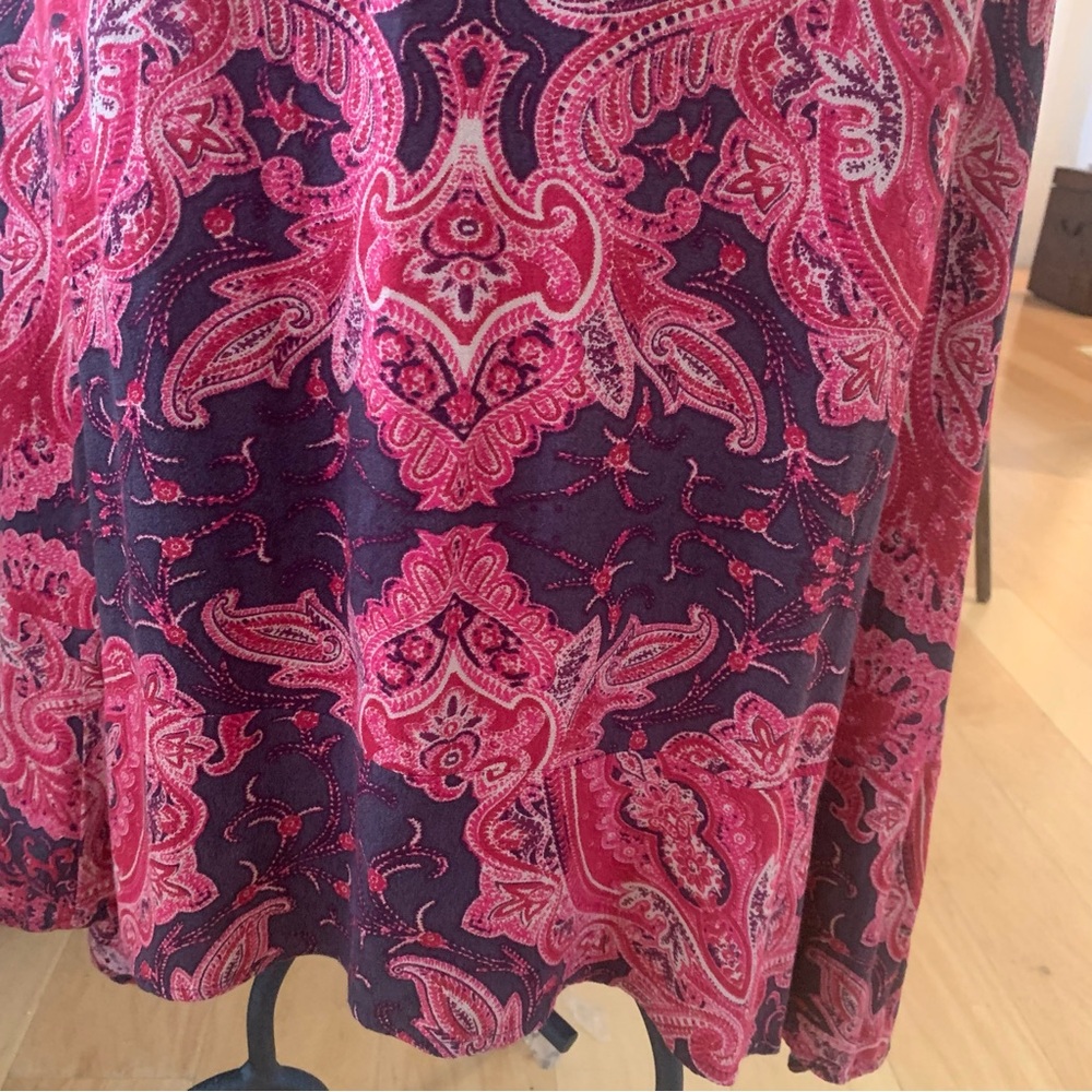 Free People „At the Shore“ boho midi A-line skirt. Red and pink tones; paisley - Picture 4 of 8